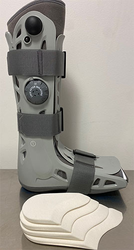 The demonstrates the boot with four wedges that are provided.